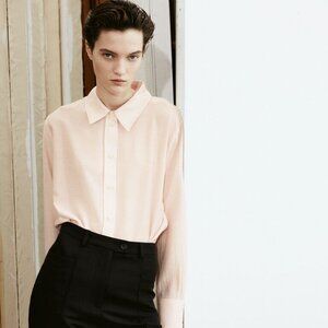 NWOT H&M Powder Pink Long Sleeve Button Down Shirt | SZ S